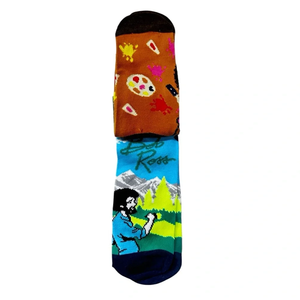 Bob Ross Art Inspired Low Cut Socks 2 pack Men 8-12 Women 9-14 Unisex Gift Idea
